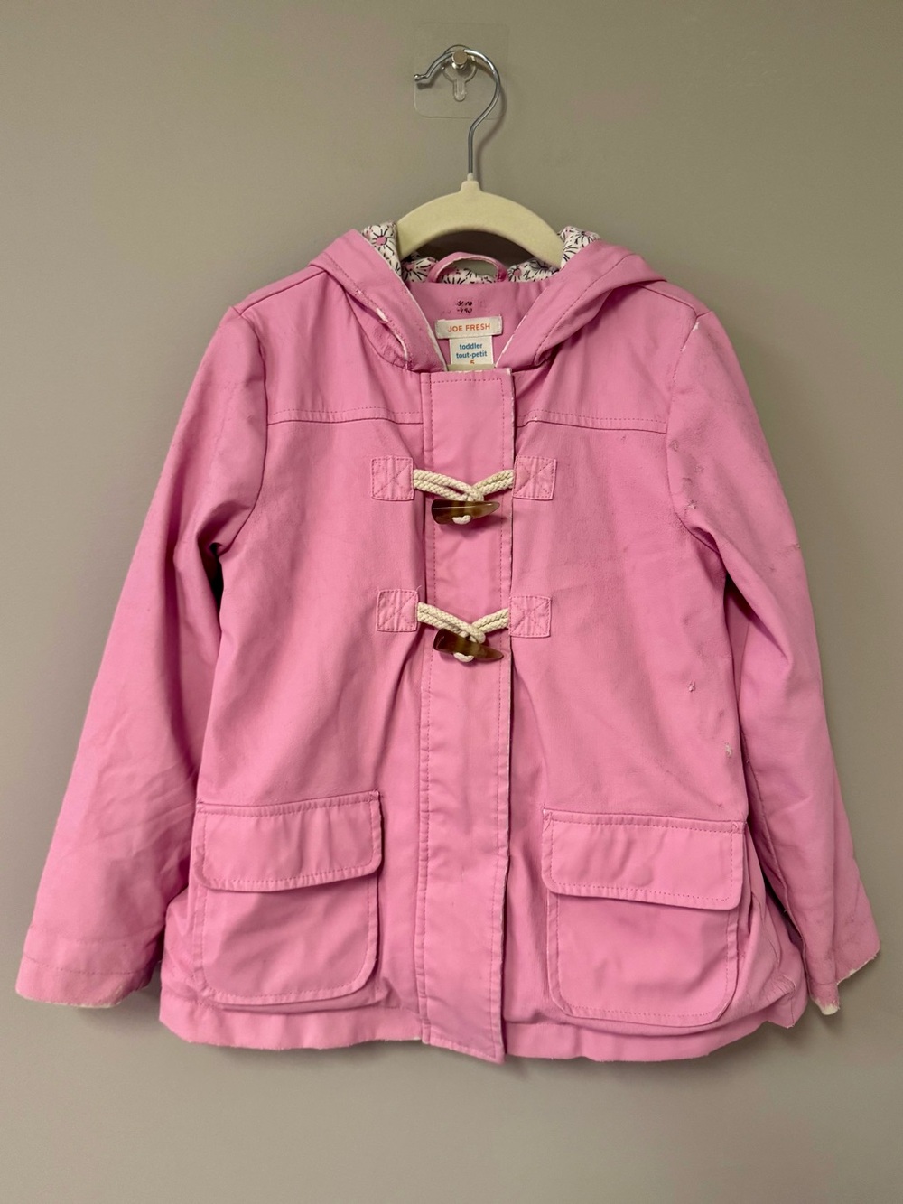 Joe Fresh Pink Hooded Toggle Raincoat for Kids